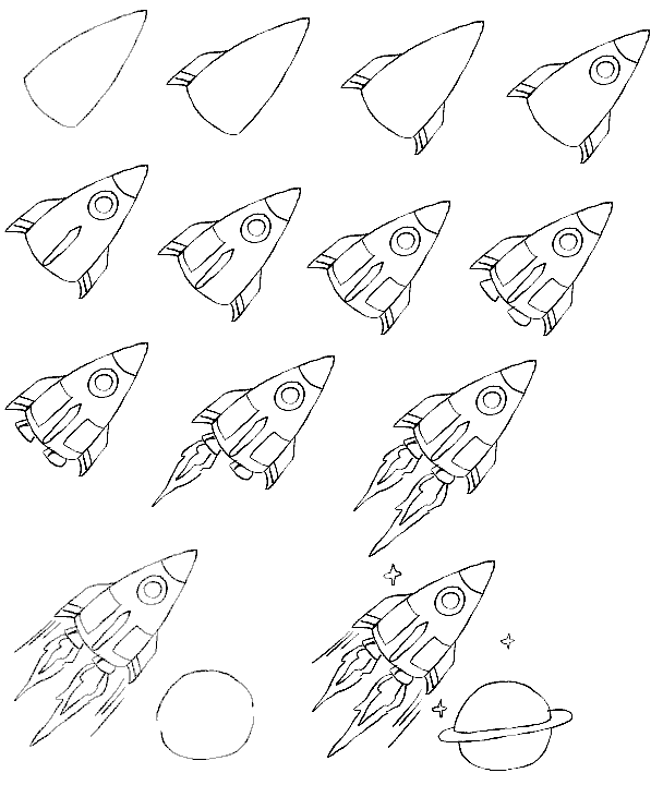 608x720 Draw A Rocketship Art Tutorials Ships, Spaces