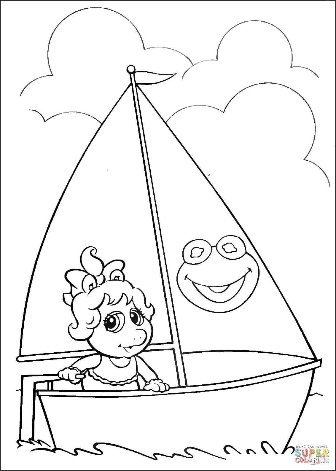 1133x1588 Baby Miss Piggy On A Boat Coloring Page Free Printable Coloring