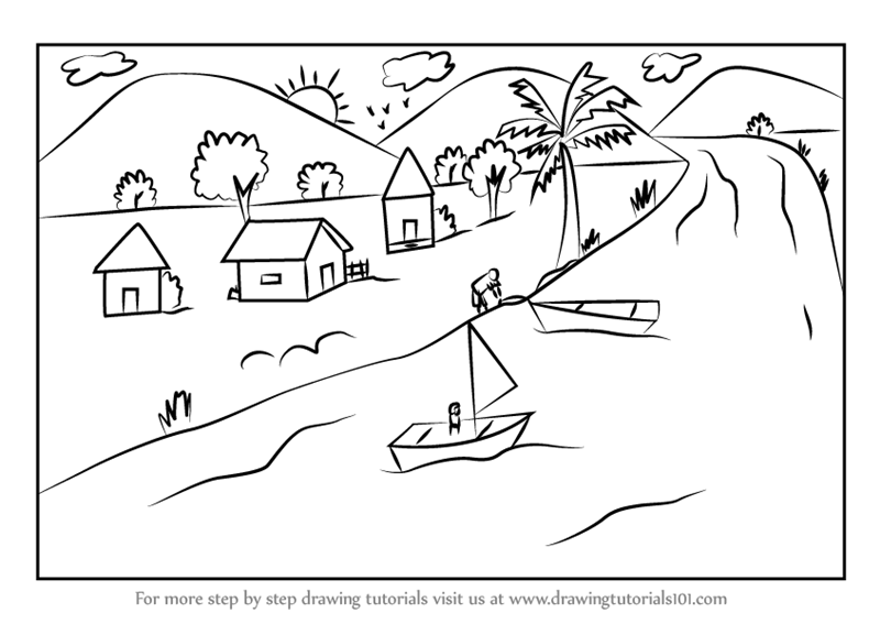 800x567 Step By Step How To Draw A Boating Scene