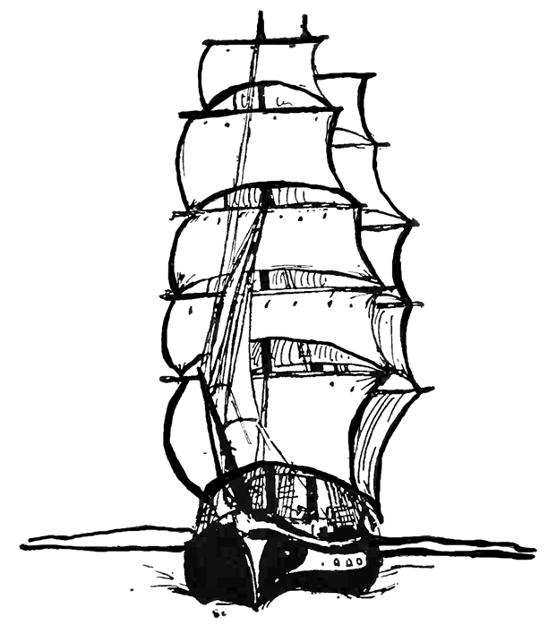 612x698 Sailing Ship Vessel In Open Ocean Coloring Page Printable