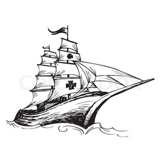 320x320 Sailing Tall Ships Yachts And Boat Sketch Decorative Elements