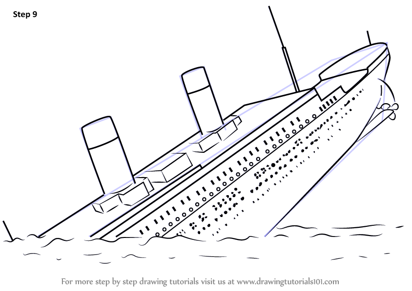 844x598 Learn How To Draw Titanic Sinking (Boats And Ships) Step By Step