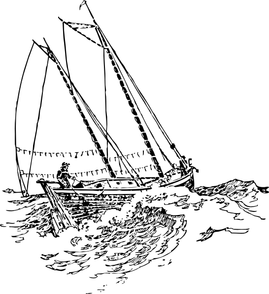 546x595 Boat Sailing In Strong Waves Clip Art