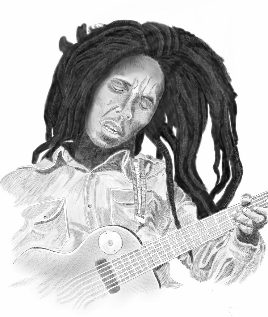 868x1024 Bob Marley Sketch Over Photo. Done On Samsung Galaxy Note