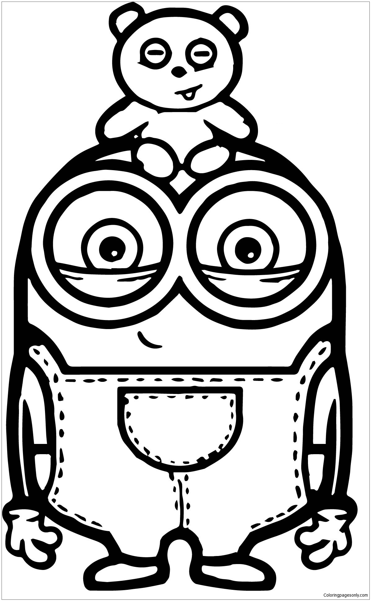 1195x1936 Cute Bob And Bear Minions Coloring Page
