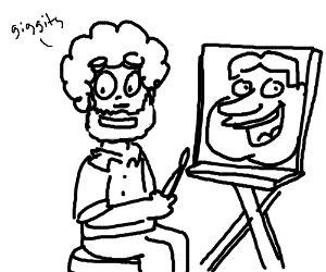 300x250 Bob Ross Paints Quiqmire From Family Guy (Drawing By Vandalia)