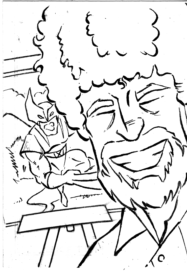 740x1076 Bob Ross And Wolvie Sketchcard By Billnichols