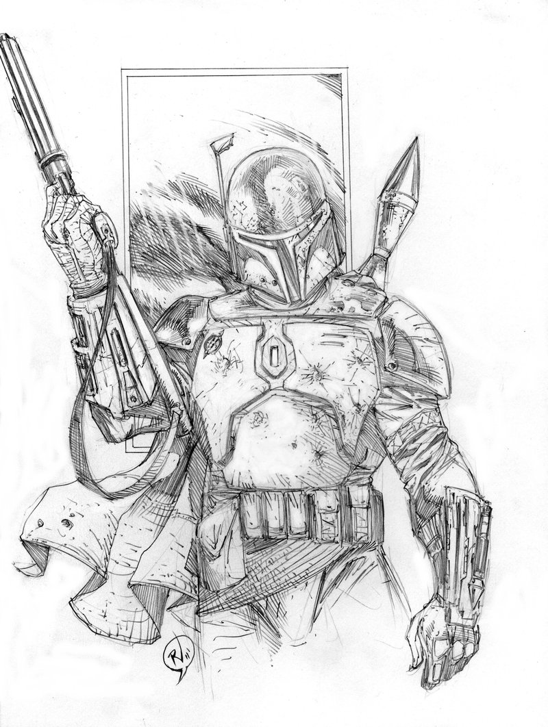800x1062 Boba Fett Sketch By Rudyvasquez