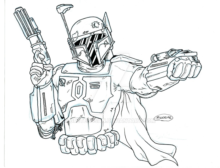 900x688 Boba Fett Drawing By Bretekosan