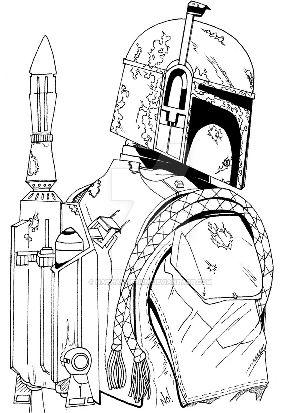 600x822 Boba Fett Line Art By Nathanobrien
