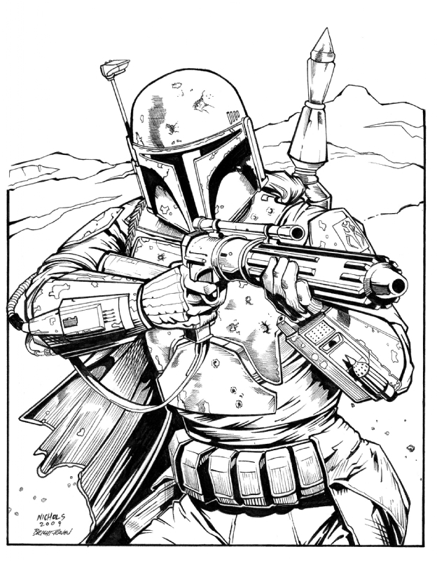 624x800 Boba Fett Inked Over Wayne Nichols, In Louis Bright Raven's Inking