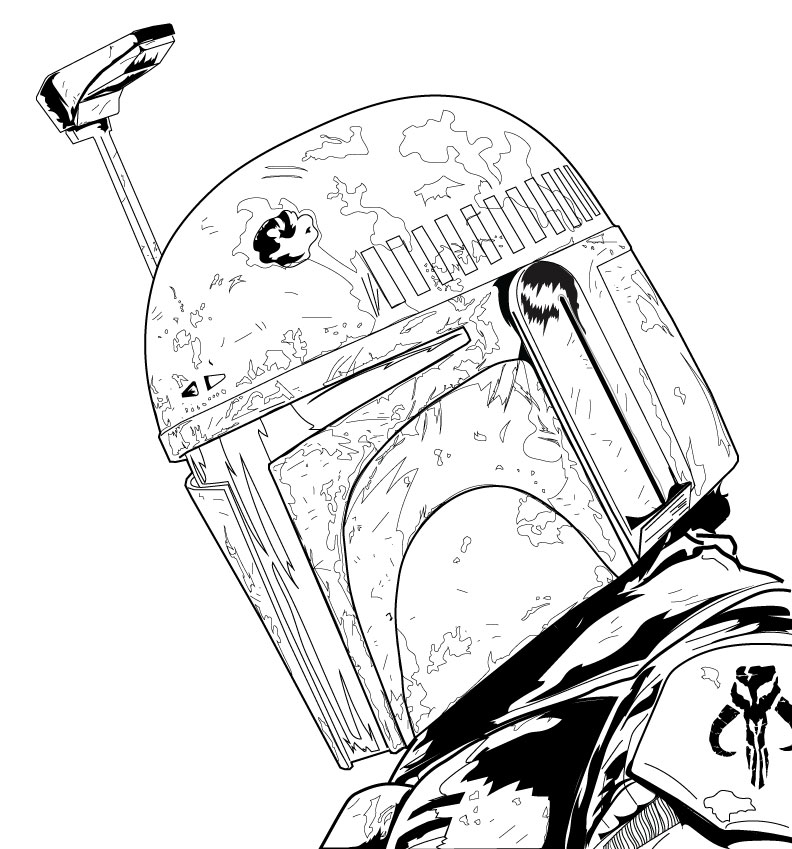 792x849 Boba Fett Line Drawing By Artofthedeej