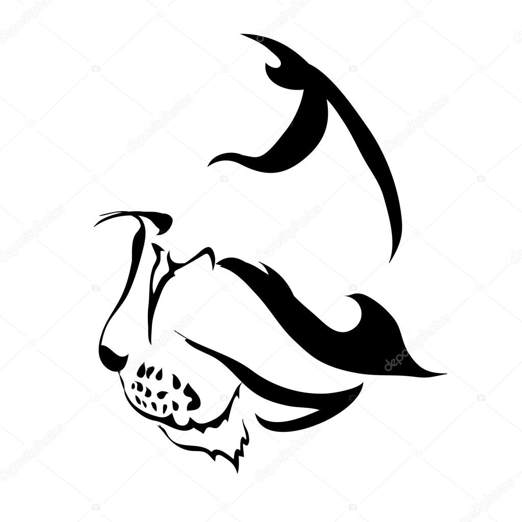 1024x1024 Outline Cat Or Bobcat Face Logo Or Tattoo Vector Illustration