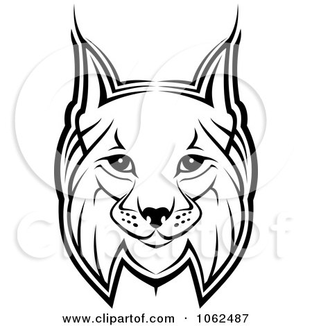 450x470 Clipart Bobcat In Black And White 1