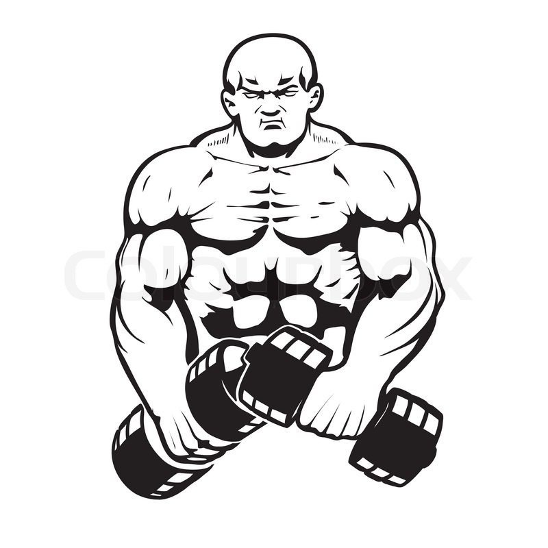800x800 Bodybuilder In Line Art.this Figure Is Transparent! You Can Put
