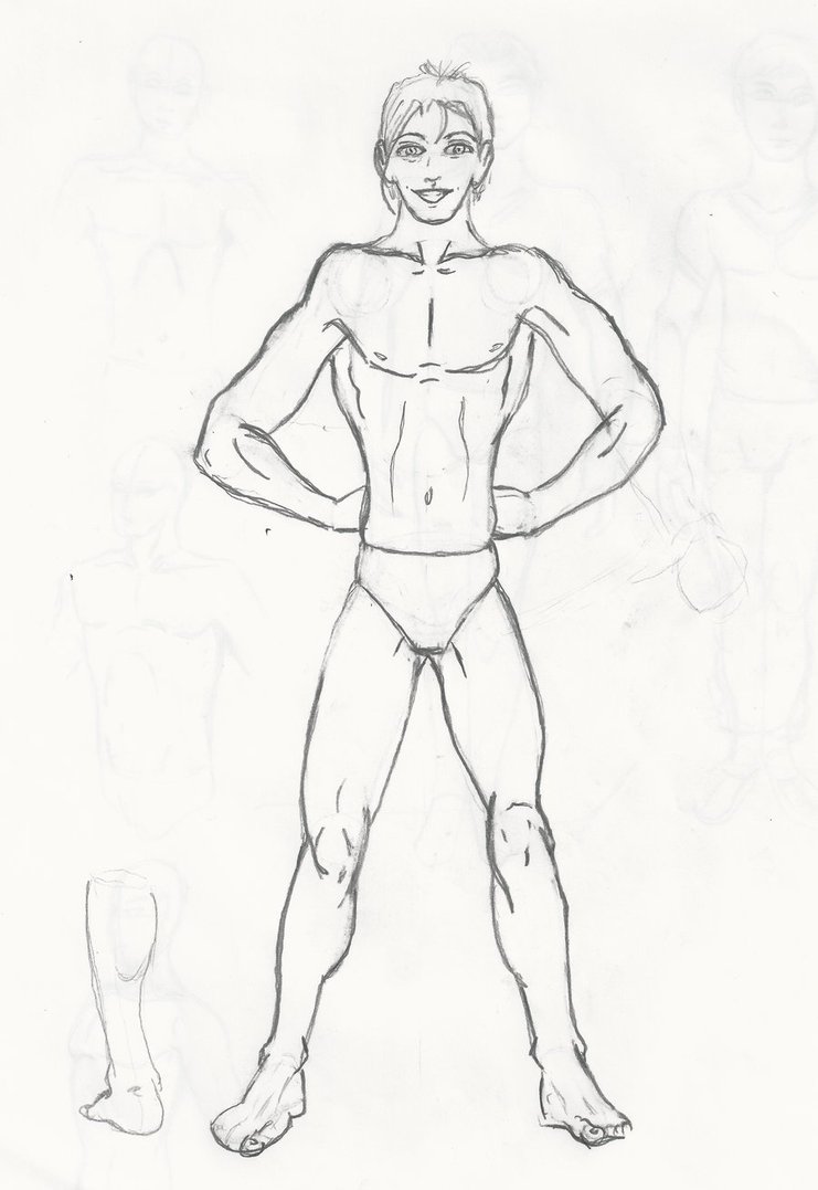 741x1077 Young Adult Male Body Sketch By Serget2