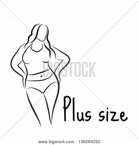 450x469 Plus Size Model Woman Sketch. Hand Vector Amp Photo Bigstock
