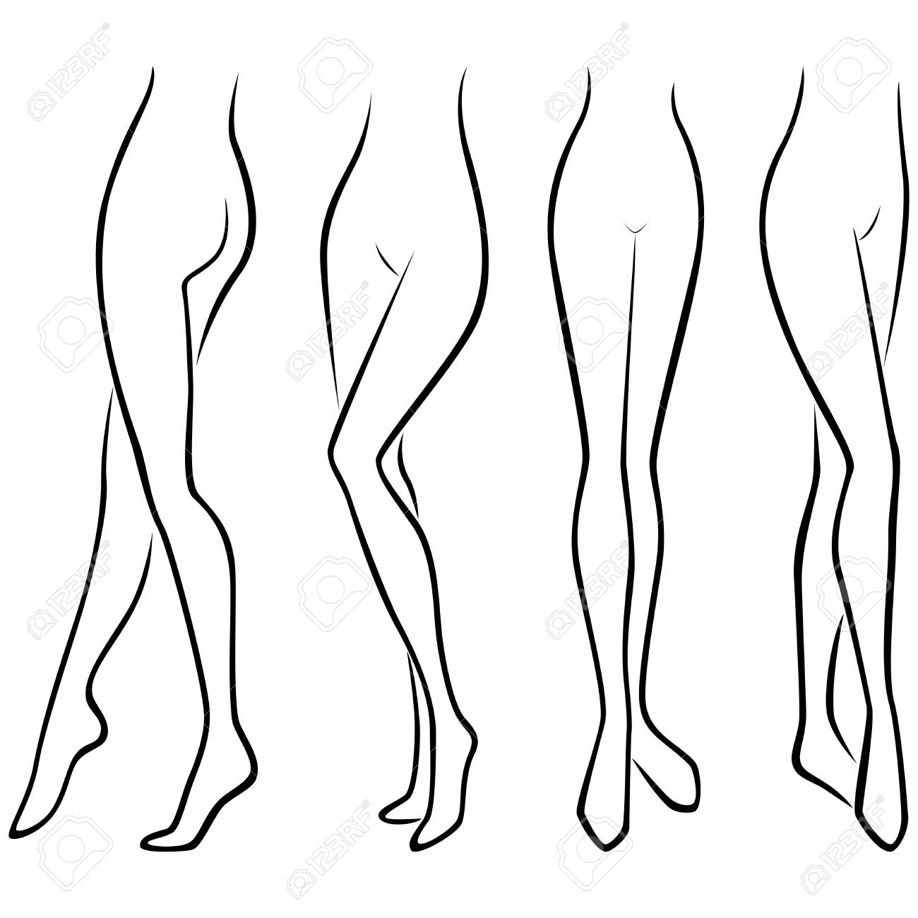 1300x1300 Lower Part Of Abstract Graceful Female Body, Set Of Four Hand