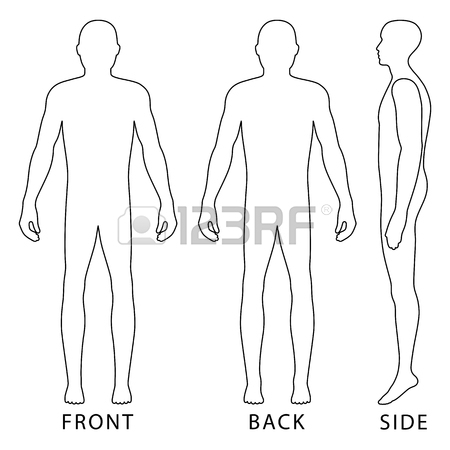 450x450 Fashion Body Full Length Bald Template Figure Silhouette (Front