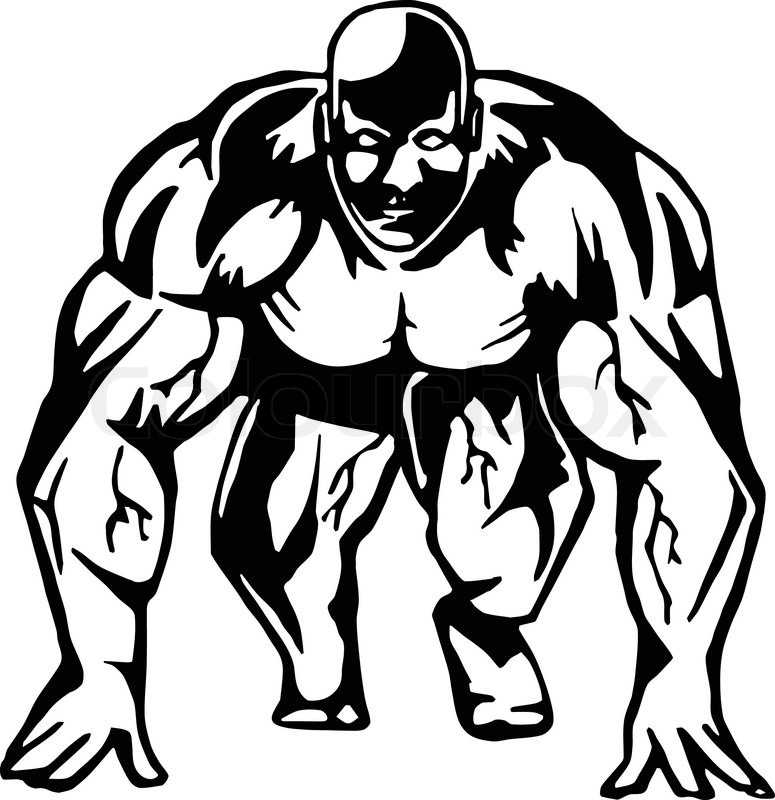 775x800 Running Bodybuilder Is Hand Drawn Live Traced. Fills