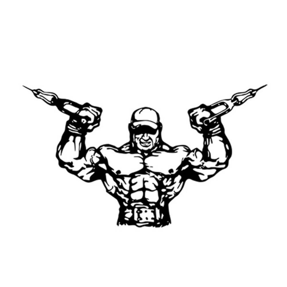 1000x1000 Fitness Gym Wall Decal Sport Muscle Man Dumbbell Barbell
