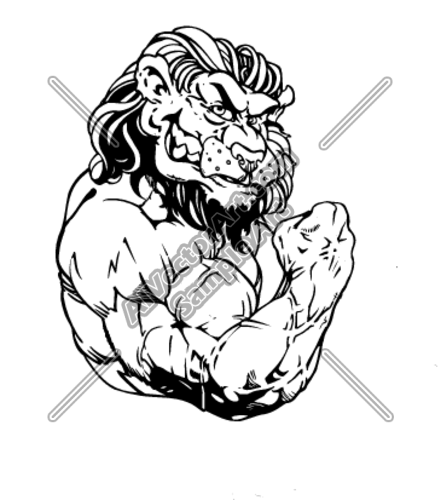 441x500 Muscular Lion Bodybuilder Flexing Clipart And Vectorart Sports