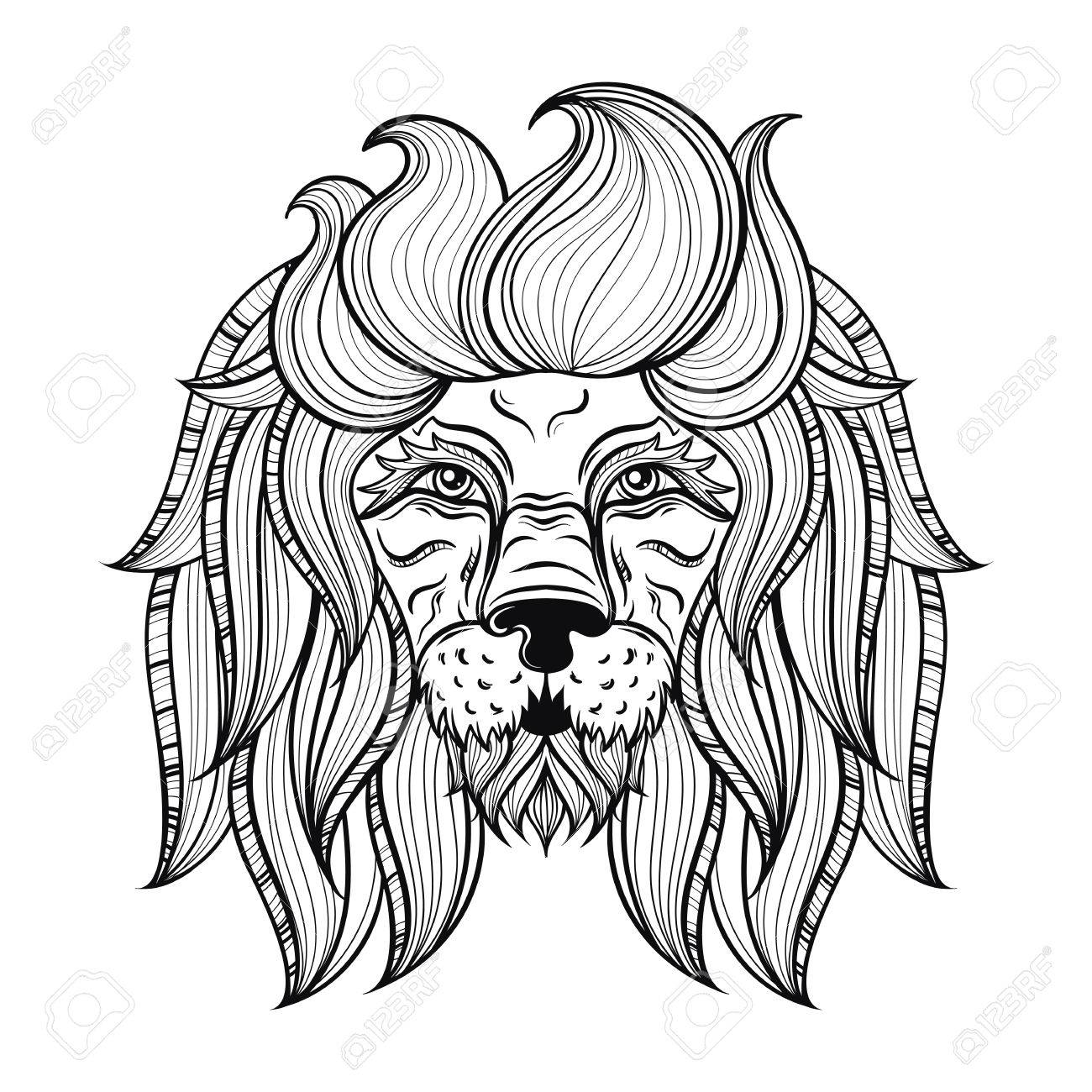 1300x1300 Vector Ornamental Lion, Ethnic Patterned Head. Hand Drawn Bohemian