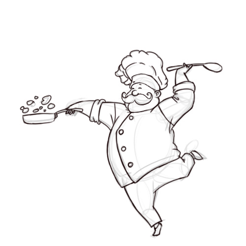 500x500 French Chef Line Drawings