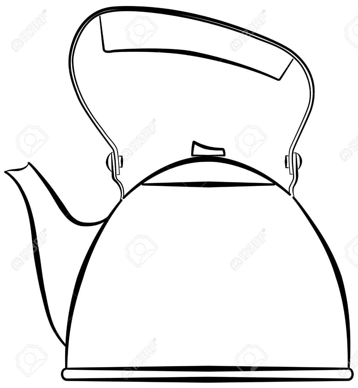 1200x1300 Outline Of A Kettle, For Boiling Water. Stock Photo, Picture