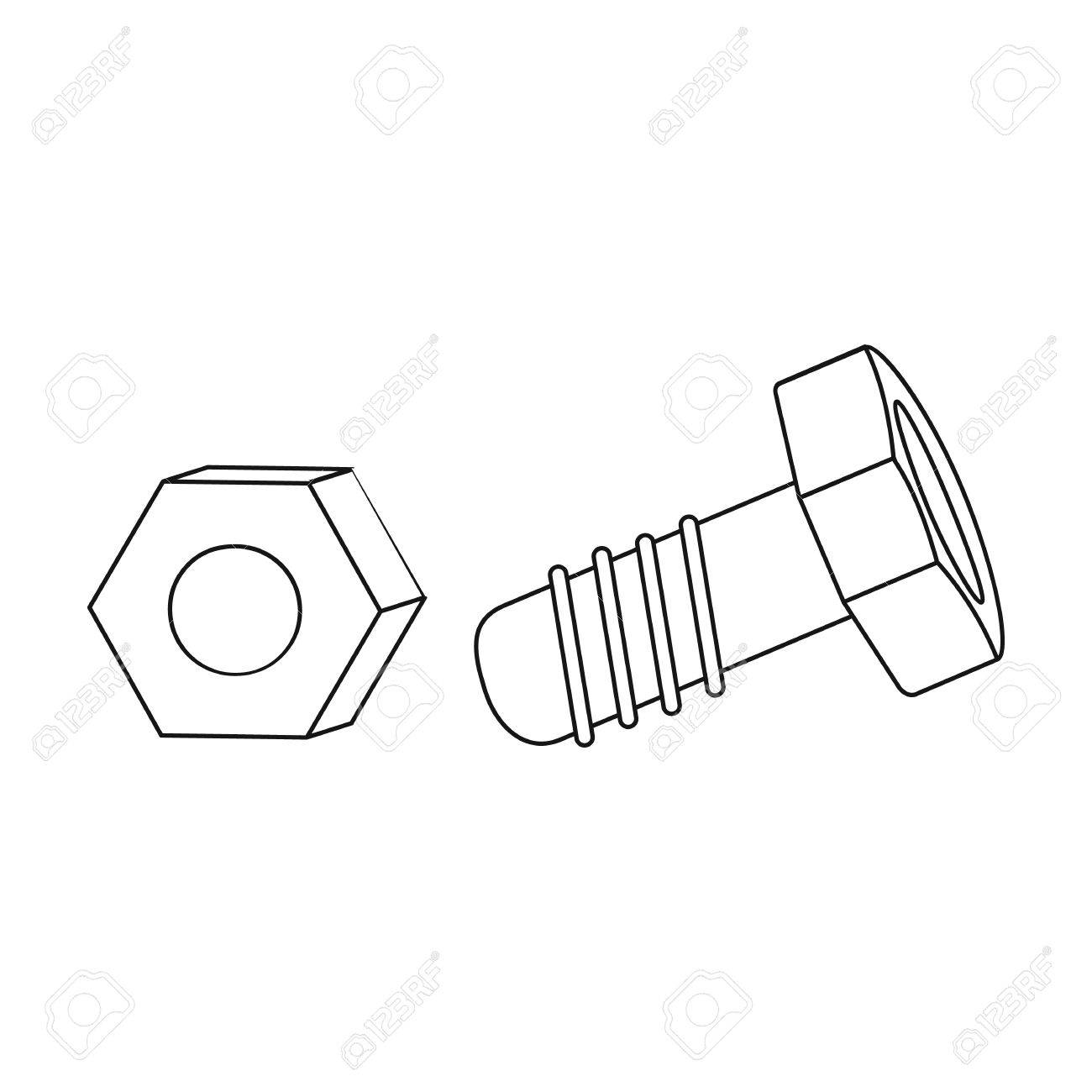 1300x1300 Structural Bolt And Hex Nut Icon In Outline Style Isolated