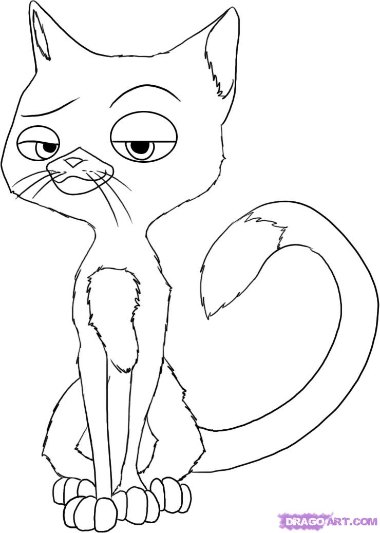 740x1038 How To Draw Mittens The Cat From Bolt Step 5 Dragoart