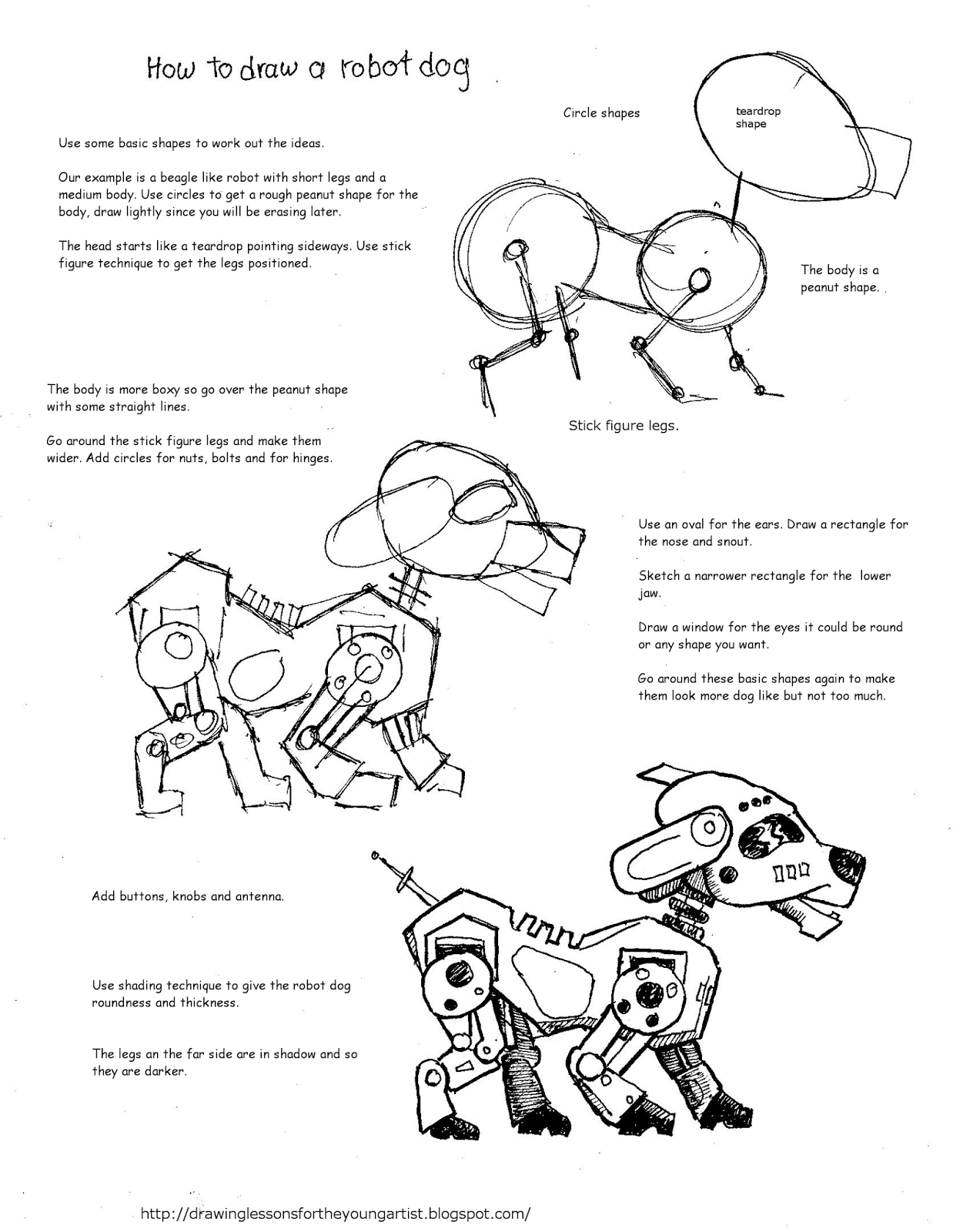 1238x1600 How To Draw A Robot Dog, Free Printable Worksheet (How To Draw