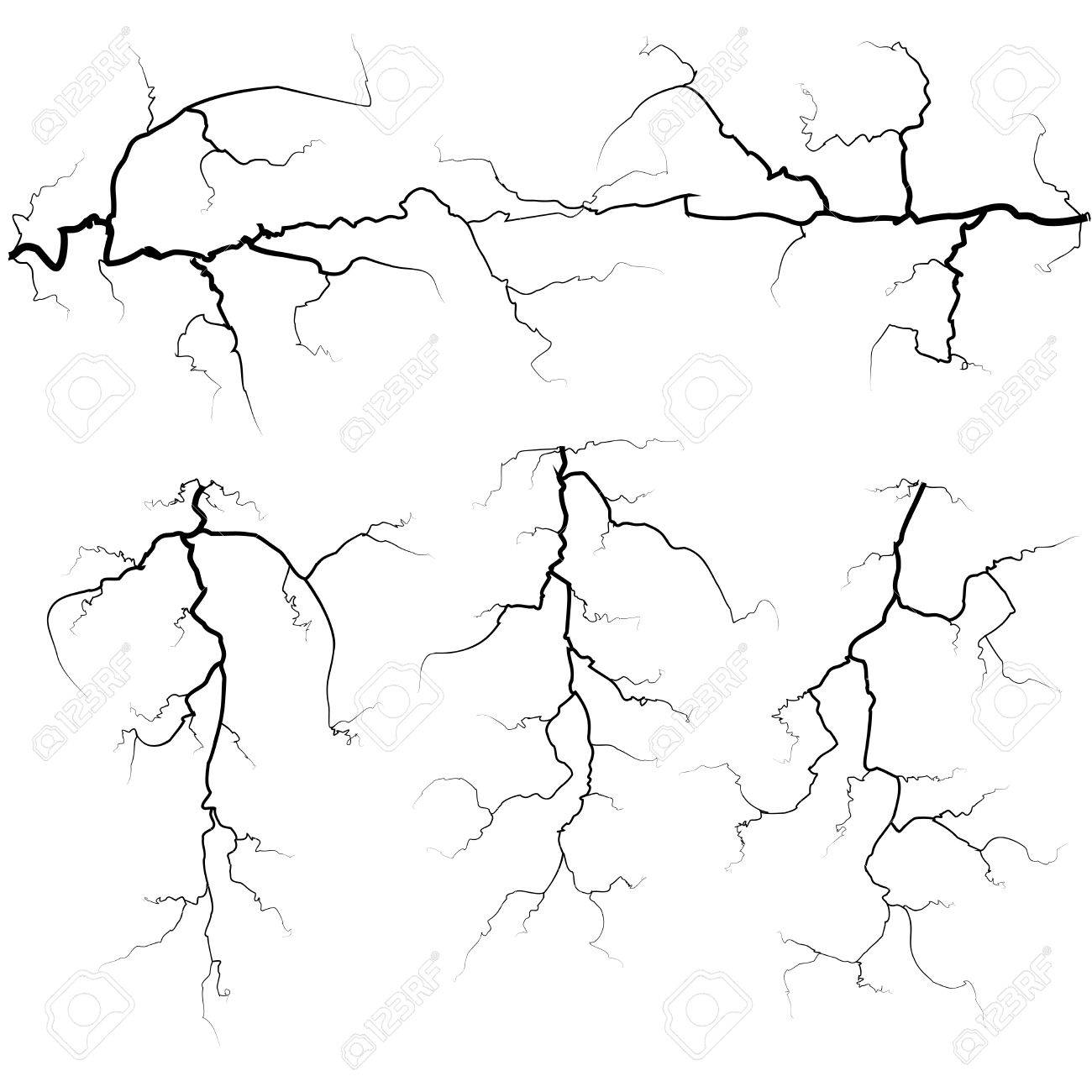 1300x1300 Set Of Thunder Bolts In Black Isolated On White Background. Vector