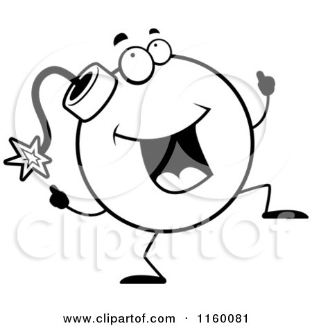 450x470 Cartoon Clipart Of A Black And White Bomb Doing A Happy Dance