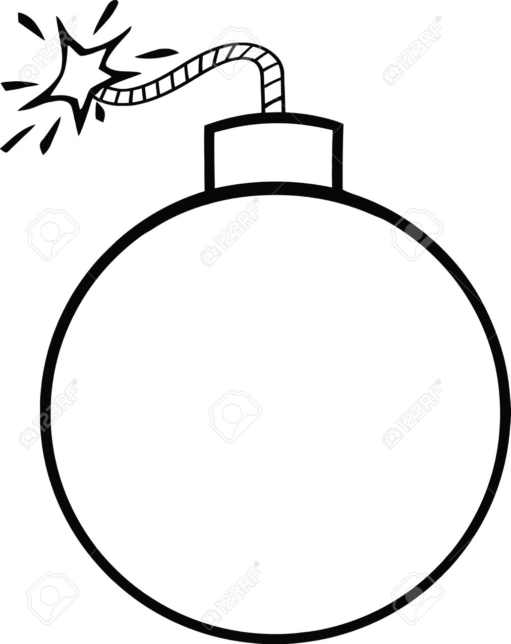 1031x1300 Black And White Cartoon Bomb With Lit Fuse Illustration Isolated