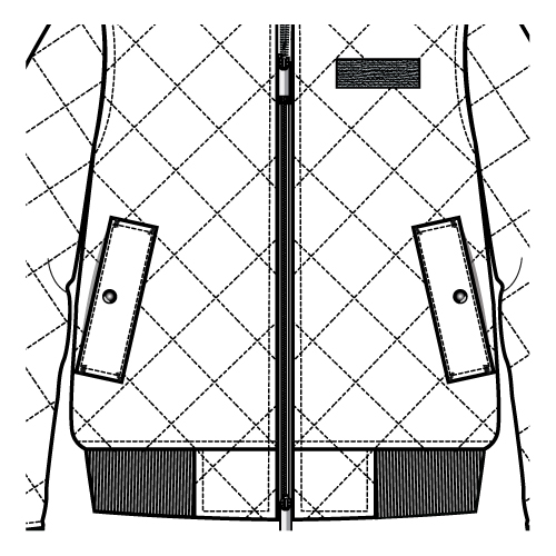 500x500 Enamel Snap Button Flat Sketch For Ma 1 Quilt Bomber Jacket