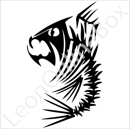 428x426 Fish Bone Monster Skull Tribal Custom Vinyl Decals Amp Window