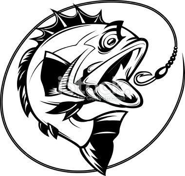 380x363 Cartoon Illustration Of A Bass Chasing A Hook Bass Fishing