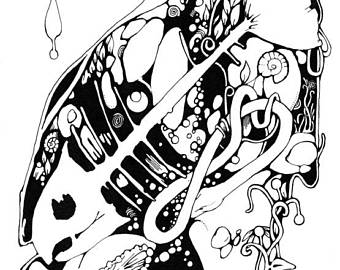 340x270 Fish Bones Drawing Etsy