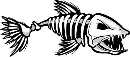 436x192 Skeleton Fish Vinyl Decal Sticker Kayak Fishing Car Truck Boat