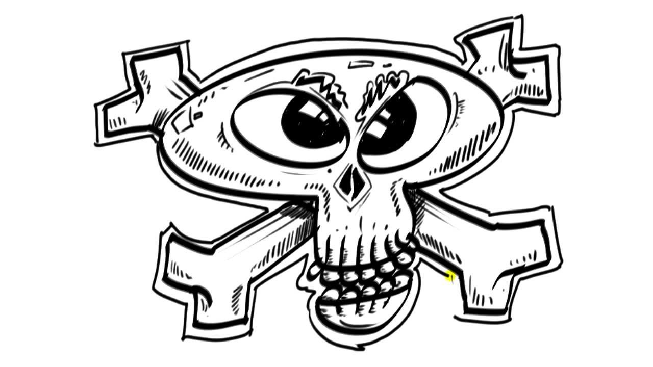 1280x720 Draw Cartoon Skull And Crossbones