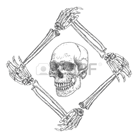 450x450 Skull In The Frame Made Of Hands Bones. Occult Witch Craft Magic