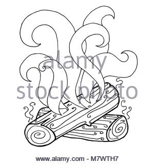 300x320 Black And White Campfire Image Stock Photo, Royalty Free Image