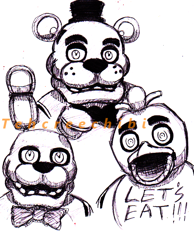 632x758 Bonnie, Freddy, And Chica Sketch By Tehcreechibi