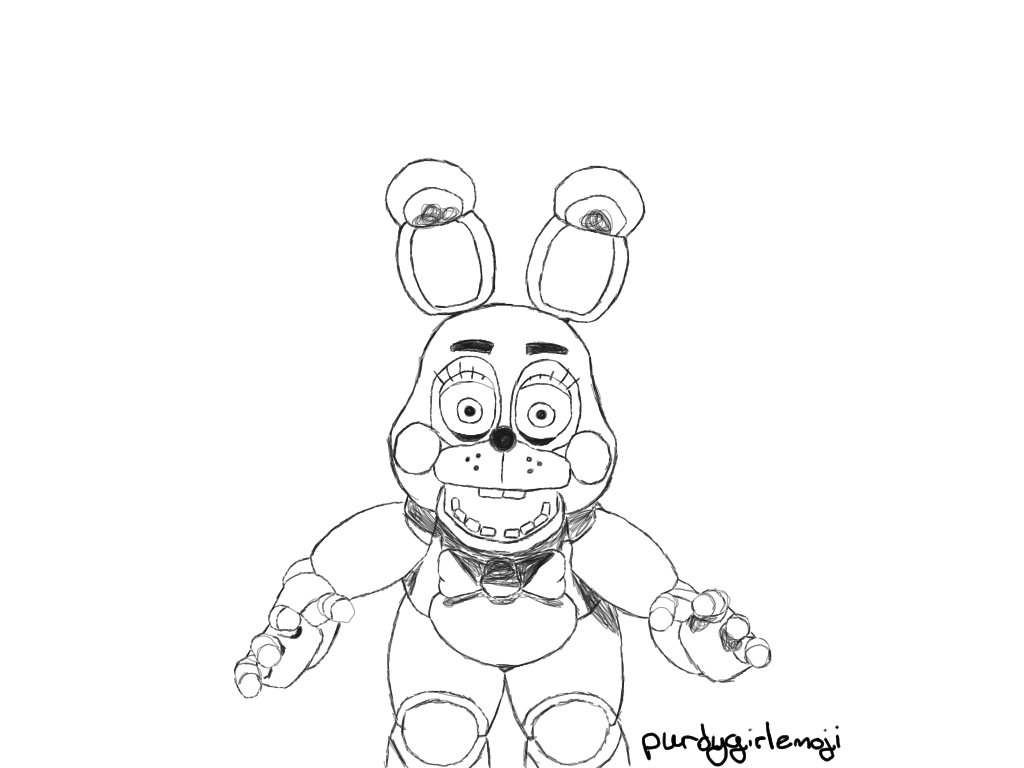 1024x768 Toy Bonnie Sketch By Purdygirlemoji