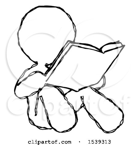 450x470 Sketch Design Mascot Woman Reading Book While Sitting Down By Leo