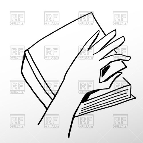 500x500 Outline Of Hand Opening Book Royalty Free Vector Clip Art Image