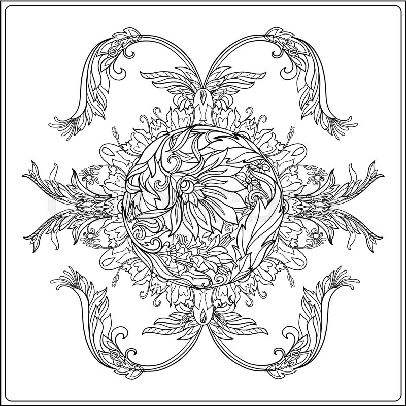 800x800 Medieval Floral Royal Pattern. Decorative Symmetry Arabesque