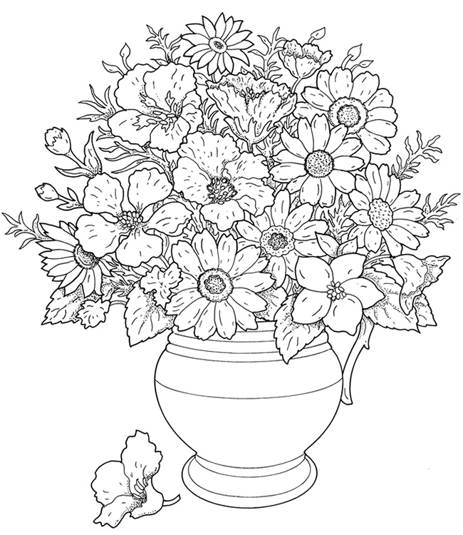 650x750 30 Best Drawing Flower Bouquet Images Painting