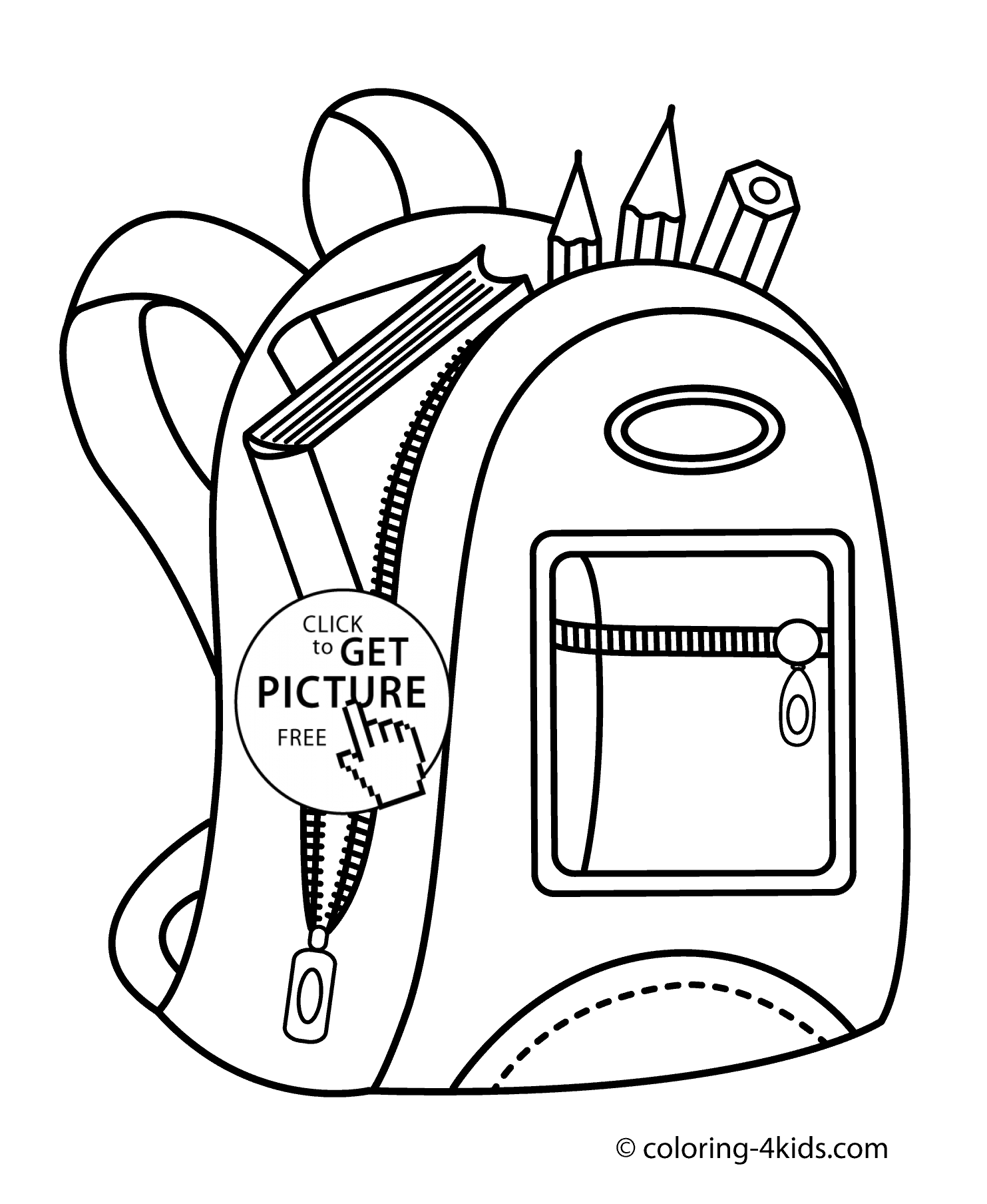 1483x1808 Backpack For School Coloring Page For Kids, Printable Free